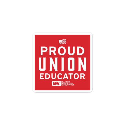 Proud Union Educator Sticker Red