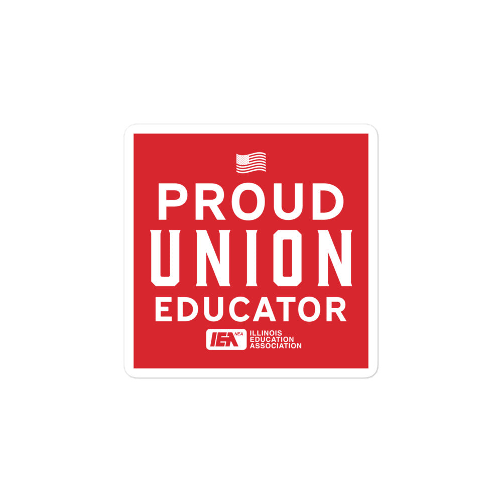 Proud Union Educator Sticker Red